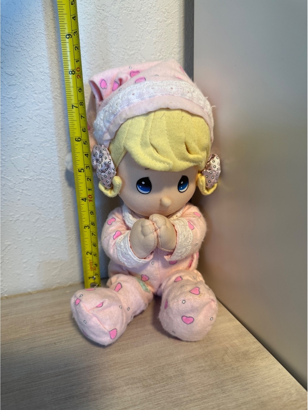 Precious Moments Plush Prayer Doll with Pink Heart Pajamas and Nightcap+Sound